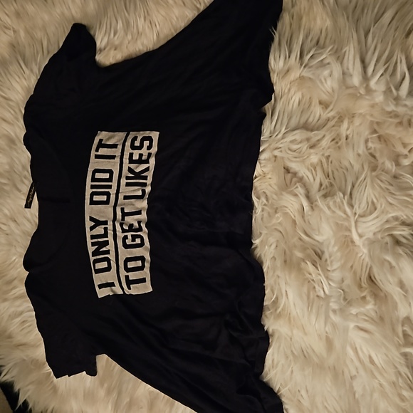 Rags II Riches Tops - Rags II Riches “I Only Did It To Get Likes” Flowy Crop Top | Black | Size Large